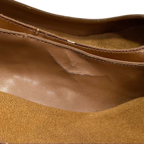 Rinaldi Brown Faux Leather 1.5” Round Toe Wedge Shoe Heel Boho - Picture 10 of 10